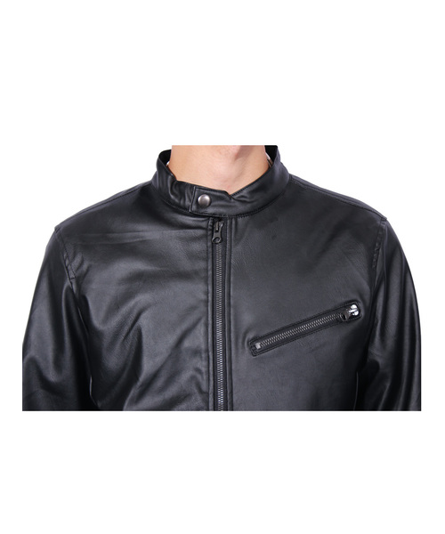 ８(eight)（エイト）の「シングル ライダースジャケット PUレザー（ライダースジャケット・メンズ・ブラック/キャメル/チャコールグレー/ネイビー・MEDIUM/LARGE/X-LARGE）」の8枚目の写真