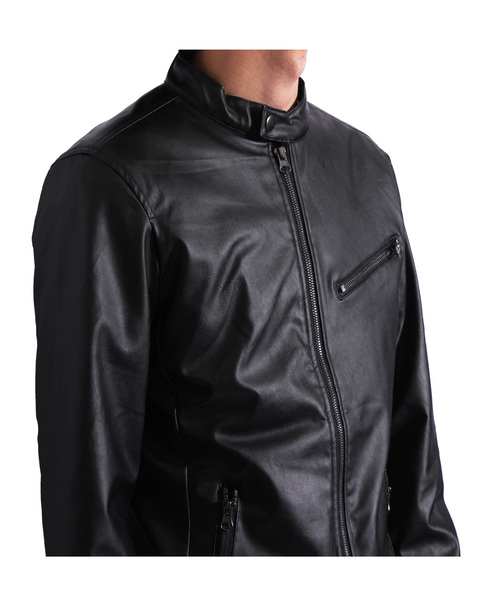 ８(eight)（エイト）の「シングル ライダースジャケット PUレザー（ライダースジャケット・メンズ・ブラック/キャメル/チャコールグレー/ネイビー・MEDIUM/LARGE/X-LARGE）」の9枚目の写真