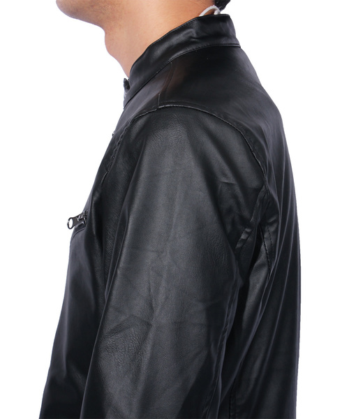 ８(eight)（エイト）の「シングル ライダースジャケット PUレザー（ライダースジャケット・メンズ・ブラック/キャメル/チャコールグレー/ネイビー・MEDIUM/LARGE/X-LARGE）」の21枚目の写真