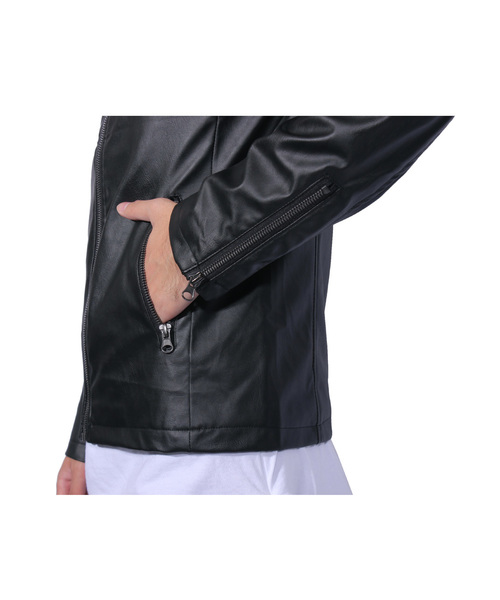 ８(eight)（エイト）の「シングル ライダースジャケット PUレザー（ライダースジャケット・メンズ・ブラック/キャメル/チャコールグレー/ネイビー・MEDIUM/LARGE/X-LARGE）」の15枚目の写真