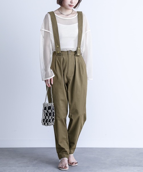 kOhAKU（コハク）の「『サスペンダーパンツ』（その他パンツ・レディース・ベージュ/ネイビー/ブラック/カーキ・LARGE/MEDIUM）」の11枚目の写真