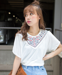 SpRay | クロスステッチフリンジTシャツ(Tシャツ/カットソー)