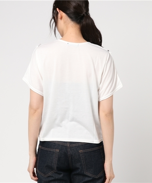 SpRay(スプレイ)の「クロスステッチフリンジTシャツ(Tシャツ/カットソー・レディース・ホワイト/レッド/カーキ/ネイビー・FREE)」の13枚目の写真