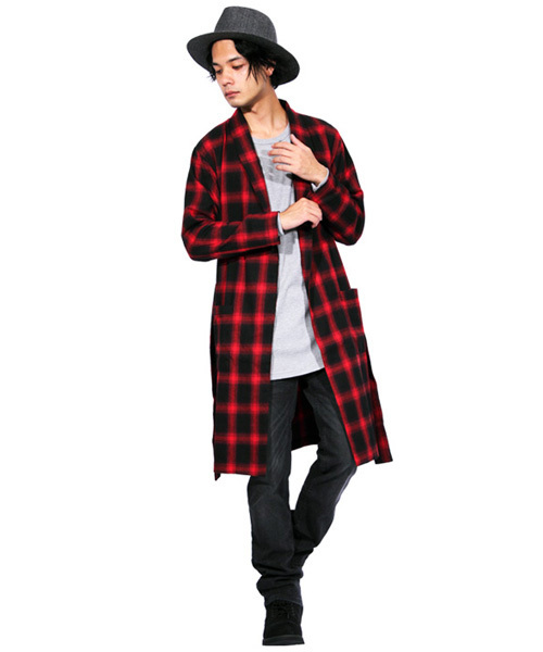 8(eight)(エイト)の「チェック ガウン コーディガン ネル生地(カーディガン/ボレロ・メンズ・レッド/ブルー・MEDIUM/LARGE)」の11枚目の写真