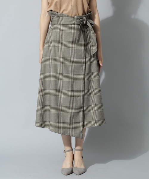 Andemiu（アンデミュウ）の「【WEB限定】チェックラップスカート773269（スカート・レディース・ブラック/ベージュ・FREE）」の6枚目の写真