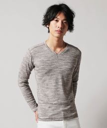 トリッキー杢長袖Vネックフライスカットソー