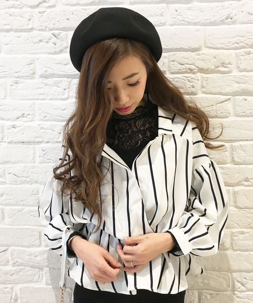 VENCEEXCHANGE（ヴァンスエクスチェンジ）の「カシュクールブラウス                   （シャツ/ブラウス・レディース・ブラック/オフホワイト・MEDIUM）」の9枚目の写真