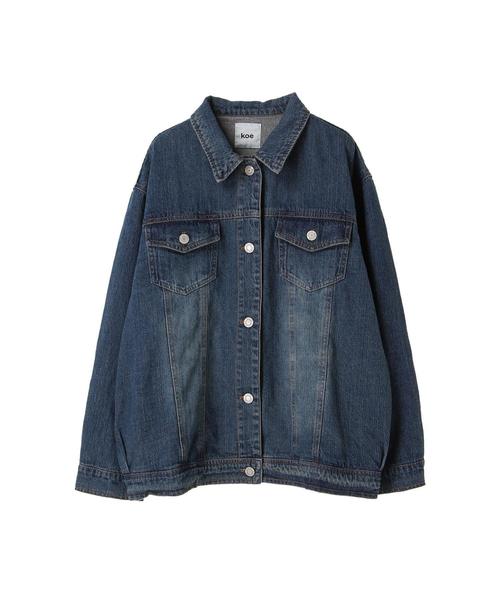 koe（コエ）の「【雑誌掲載商品】ビックデニムGジャン（デニムジャケット・レディース・インディゴブルー/ライトインディゴブルー・L/M）」の4枚目の写真