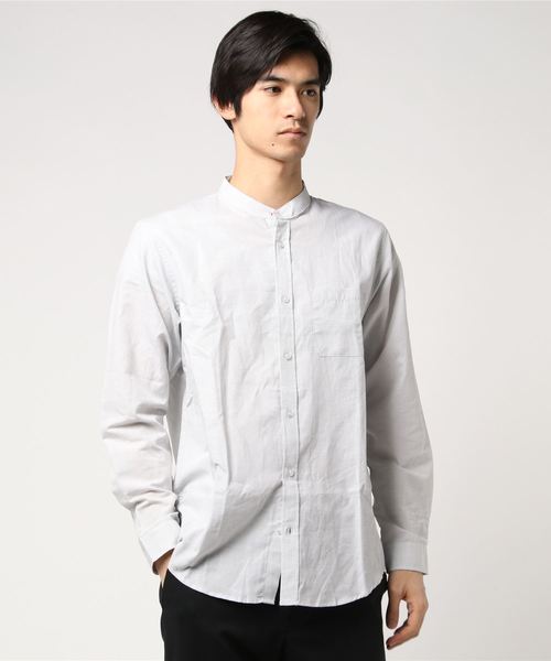 WEGO（ウィゴー）の「WEGO/フランスリネンバンドカラーシャツ（シャツ/ブラウス・メンズ・ライトグレー/ネイビー/ホワイト・LARGE/MEDIUM/SMALL）」の16枚目の写真