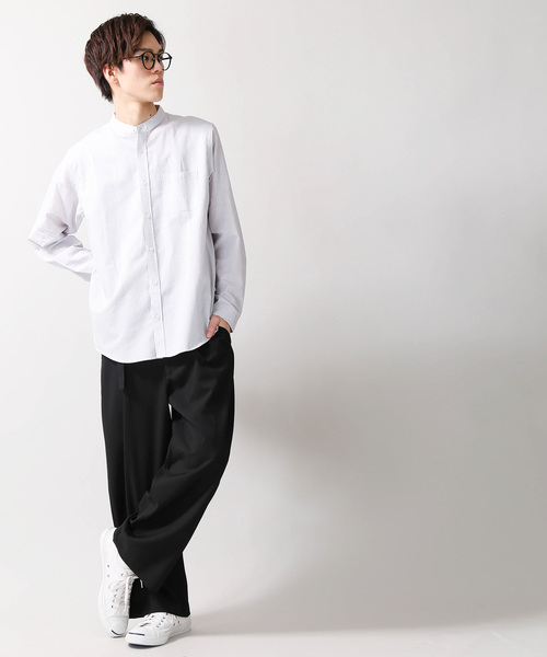 WEGO（ウィゴー）の「WEGO/フランスリネンバンドカラーシャツ（シャツ/ブラウス・メンズ・ライトグレー/ネイビー/ホワイト・LARGE/MEDIUM/SMALL）」の9枚目の写真