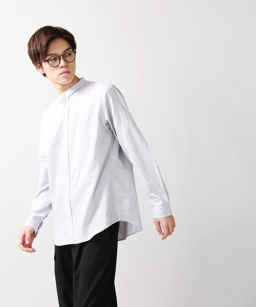 WEGO（ウィゴー）の「WEGO/フランスリネンバンドカラーシャツ（シャツ/ブラウス・メンズ・ライトグレー/ネイビー/ホワイト・LARGE/MEDIUM/SMALL）」の11枚目の写真