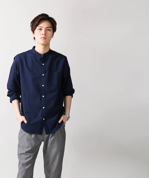 WEGO（ウィゴー）の「WEGO/フランスリネンバンドカラーシャツ（シャツ/ブラウス・メンズ・ライトグレー/ネイビー/ホワイト・LARGE/MEDIUM/SMALL）」の14枚目の写真