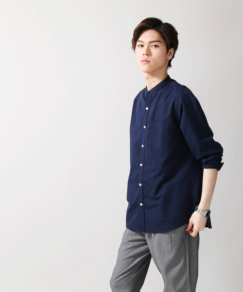 WEGO（ウィゴー）の「WEGO/フランスリネンバンドカラーシャツ（シャツ/ブラウス・メンズ・ライトグレー/ネイビー/ホワイト・LARGE/MEDIUM/SMALL）」の13枚目の写真