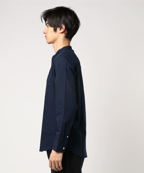 WEGO（ウィゴー）の「WEGO/フランスリネンバンドカラーシャツ（シャツ/ブラウス・メンズ・ライトグレー/ネイビー/ホワイト・LARGE/MEDIUM/SMALL）」の4枚目の写真