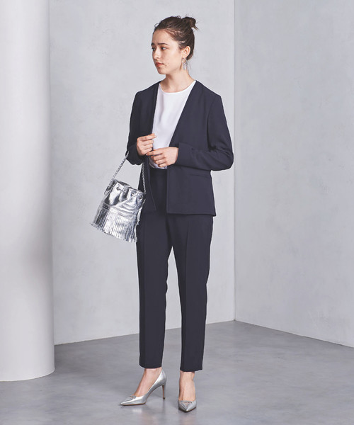 UNITED ARROWS（ユナイテッドアローズ）の「○UBCB TA/P パイピング Vノーカラージャケット 18AW ◆（ノーカラージャケット・レディース・ライトブルー/ネイビー・40/34/38/36）」の15枚目の写真