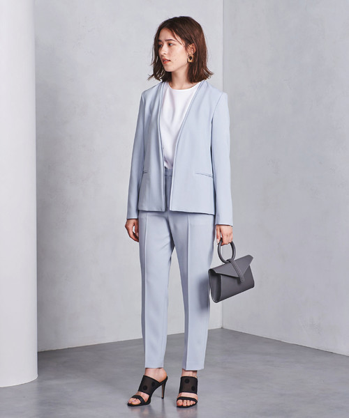 UNITED ARROWS（ユナイテッドアローズ）の「○UBCB TA/P パイピング Vノーカラージャケット 18AW ◆（ノーカラージャケット・レディース・ライトブルー/ネイビー・40/34/38/36）」の3枚目の写真