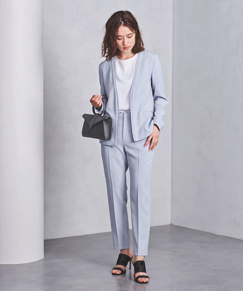 UNITED ARROWS（ユナイテッドアローズ）の「○UBCB TA/P パイピング Vノーカラージャケット 18AW ◆（ノーカラージャケット・レディース・ライトブルー/ネイビー・40/34/38/36）」の5枚目の写真