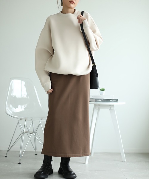 aimoha(アイモハ)の「コットンスウェットマキシスカート (LV)(スカート・レディース・ブラック/ダークグレー/ネイビー/ブルー/グレー/グレイッシュベージュ/ライトグリーン/ピンク/オフホワイト/ベージュ/ダークグリーン/チョコ・S/M/L/XL)」の6枚目の写真