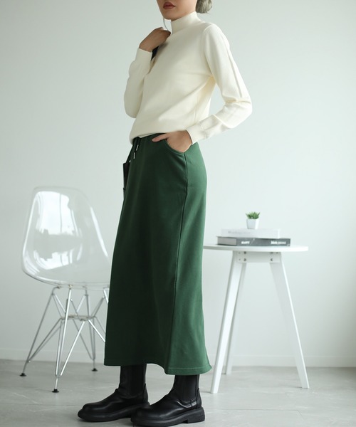 aimoha(アイモハ)の「コットンスウェットマキシスカート (LV)(スカート・レディース・ブラック/ダークグレー/ネイビー/ブルー/グレー/グレイッシュベージュ/ライトグリーン/ピンク/オフホワイト/ベージュ/ダークグリーン/チョコ・S/M/L/XL)」の14枚目の写真