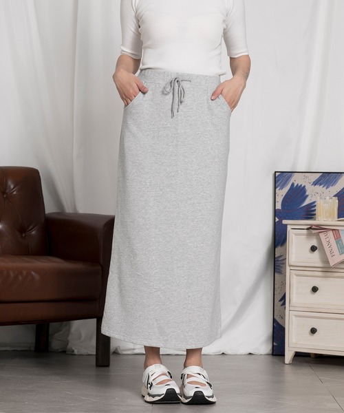 aimoha(アイモハ)の「コットンスウェットマキシスカート (LV)(スカート・レディース・ブラック/ダークグレー/ネイビー/ブルー/グレー/グレイッシュベージュ/ライトグリーン/ピンク/オフホワイト/ベージュ/ダークグリーン/チョコ・S/M/L/XL)」の22枚目の写真