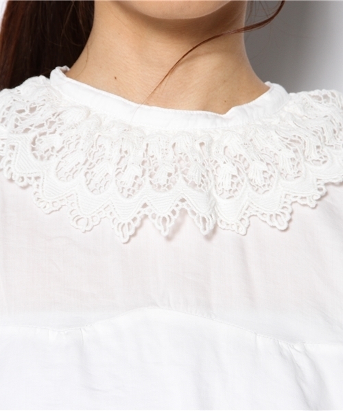 BEAMS BOY（ビームスボーイ）の「□BEAMS BOY / 襟袖レース サテンヴィンテージブラウス（シャツ/ブラウス・レディース・ホワイト/ワイン/ネイビー・ONE SIZE）」の7枚目の写真