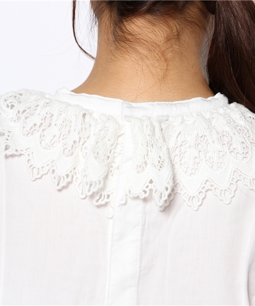 BEAMS BOY（ビームスボーイ）の「□BEAMS BOY / 襟袖レース サテンヴィンテージブラウス（シャツ/ブラウス・レディース・ホワイト/ワイン/ネイビー・ONE SIZE）」の8枚目の写真