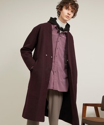 EMMA CLOTHES | オーバーサイズビーバーメルトンVネックロングコート(ノーカラーコート)