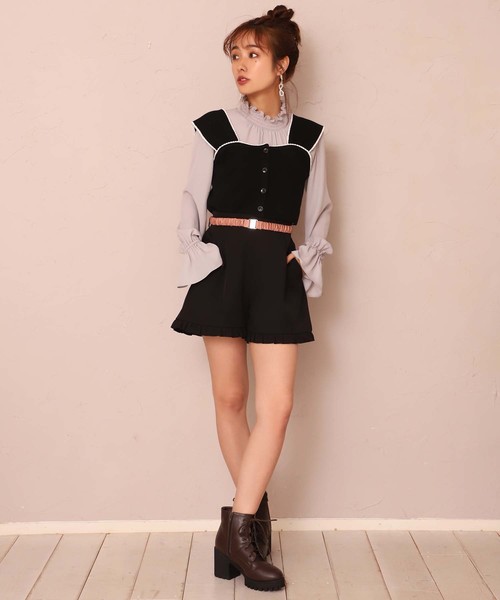 one after another NICE CLAUP（ワンアフターアナザーナイスクラップ）の「ベルト付き裾フリルショートパンツ（その他パンツ・レディース・ブラック/ブラック系その他/グレー系その他/チェック・FREE）」の12枚目の写真