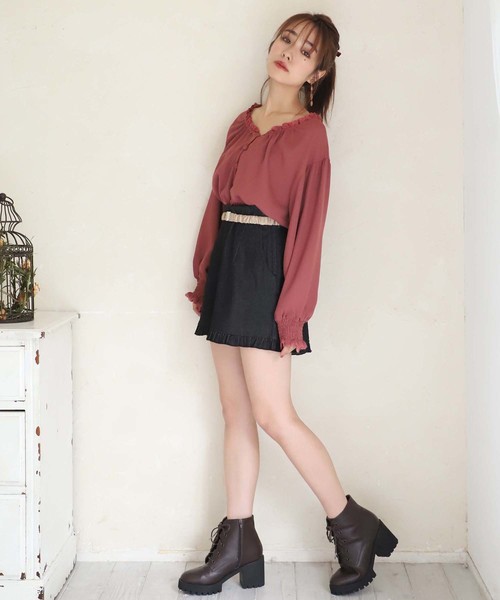 one after another NICE CLAUP（ワンアフターアナザーナイスクラップ）の「ベルト付き裾フリルショートパンツ（その他パンツ・レディース・ブラック/ブラック系その他/グレー系その他/チェック・FREE）」の14枚目の写真