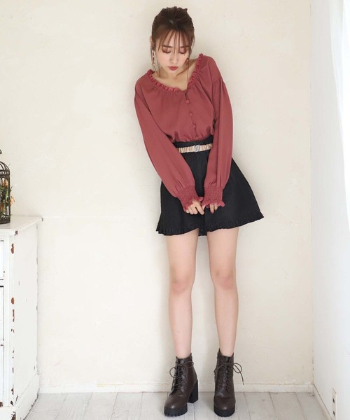 one after another NICE CLAUP（ワンアフターアナザーナイスクラップ）の「ベルト付き裾フリルショートパンツ（その他パンツ・レディース・ブラック/ブラック系その他/グレー系その他/チェック・FREE）」の15枚目の写真