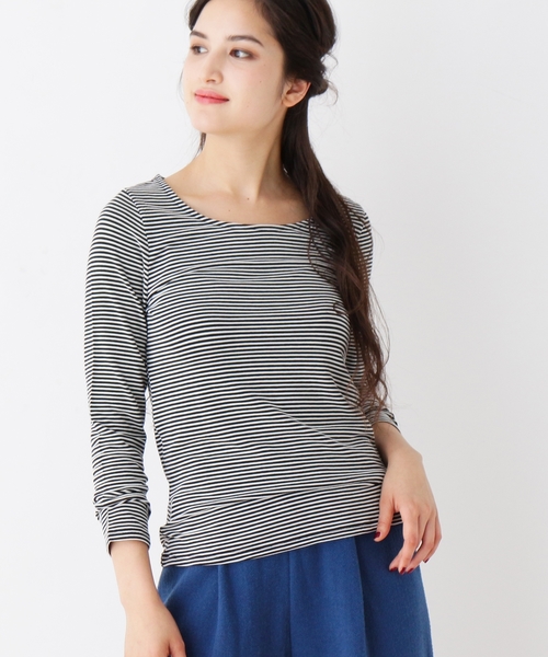 grove（グローブ）の「【洗える】ウール混クルーネックカットソー（Tシャツ/カットソー・レディース・アイボリー/ブラック/グレー系2/ブラック系2・02/03）」の3枚目の写真