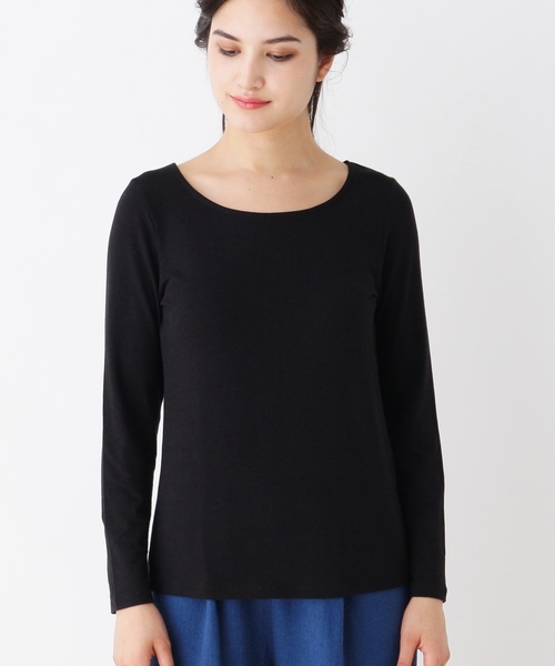 grove（グローブ）の「【洗える】ウール混クルーネックカットソー（Tシャツ/カットソー・レディース・アイボリー/ブラック/グレー系2/ブラック系2・02/03）」の9枚目の写真