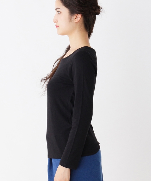 grove（グローブ）の「【洗える】ウール混クルーネックカットソー（Tシャツ/カットソー・レディース・アイボリー/ブラック/グレー系2/ブラック系2・02/03）」の10枚目の写真