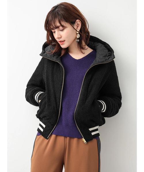 Editt by YECCA VECCA(エディットバイイェッカヴェッカ)の「・リバーシブルボアブルゾン(ブルゾン・レディース・ブラック/キャメル・FREE)」の4枚目の写真