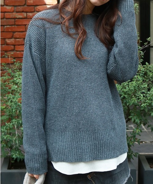 TODAYFUL（トゥデイフル）の「ワッフルレイヤードニット（ニット/セーター・レディース・グレー/モカ・FREE）」の7枚目の写真