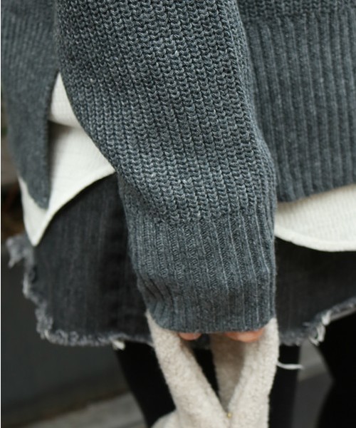 TODAYFUL（トゥデイフル）の「ワッフルレイヤードニット（ニット/セーター・レディース・グレー/モカ・FREE）」の9枚目の写真