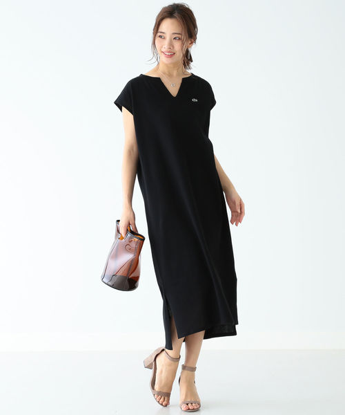 B:MING by BEAMS（ビーミングバイビームス）の「LACOSTE × B:MING by BEAMS / 別注 ヘビーピケ ワンピース 19SS（ワンピース・レディース・ブラック/ベージュ/グリーン系その他・36/34）」の2枚目の写真