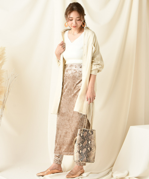 DouDou（ドゥドゥ）の「デニムロングシャツ（シャツ/ブラウス・レディース・オフホワイト/ブルー/ブラウン・FREE）」の17枚目の写真