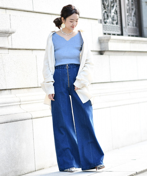 DouDou（ドゥドゥ）の「デニムロングシャツ（シャツ/ブラウス・レディース・オフホワイト/ブルー/ブラウン・FREE）」の18枚目の写真