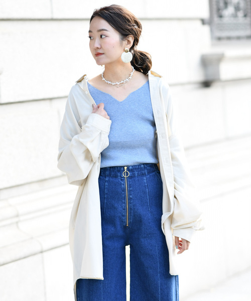 DouDou（ドゥドゥ）の「デニムロングシャツ（シャツ/ブラウス・レディース・オフホワイト/ブルー/ブラウン・FREE）」の20枚目の写真