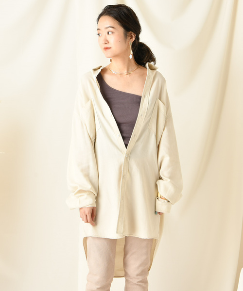 DouDou（ドゥドゥ）の「デニムロングシャツ（シャツ/ブラウス・レディース・オフホワイト/ブルー/ブラウン・FREE）」の21枚目の写真