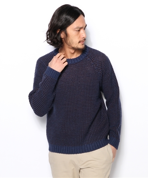 CIAOPANIC(チャオパニック)の「【Ciaopanic】ワッフル調C/N(ニット/セーター・メンズ・ネイビー/ホワイト/グリーン・MEDIUM/LARGE)」の12枚目の写真