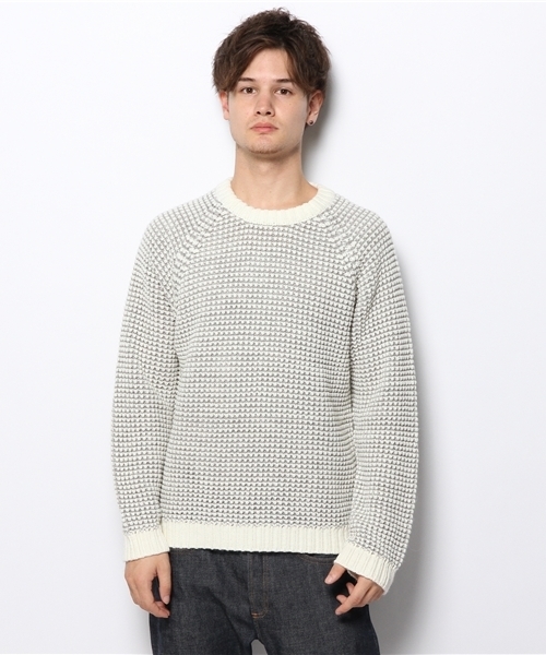 CIAOPANIC(チャオパニック)の「【Ciaopanic】ワッフル調C/N(ニット/セーター・メンズ・ネイビー/ホワイト/グリーン・MEDIUM/LARGE)」の4枚目の写真