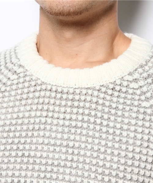 CIAOPANIC(チャオパニック)の「【Ciaopanic】ワッフル調C/N(ニット/セーター・メンズ・ネイビー/ホワイト/グリーン・MEDIUM/LARGE)」の11枚目の写真