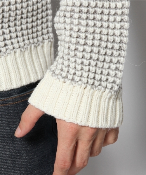 CIAOPANIC(チャオパニック)の「【Ciaopanic】ワッフル調C/N(ニット/セーター・メンズ・ネイビー/ホワイト/グリーン・MEDIUM/LARGE)」の9枚目の写真