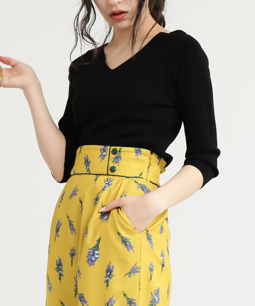 FREE'S MART（フリーズマート）の「七分袖総針Ｖネックニット（ニット/セーター・レディース・ホワイト/ブラック/パープル/ブルー/ホワイト系その他・FREE）」の4枚目の写真