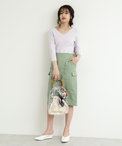 FREE'S MART（フリーズマート）の「七分袖総針Ｖネックニット（ニット/セーター・レディース・ホワイト/ブラック/パープル/ブルー/ホワイト系その他・FREE）」の10枚目の写真