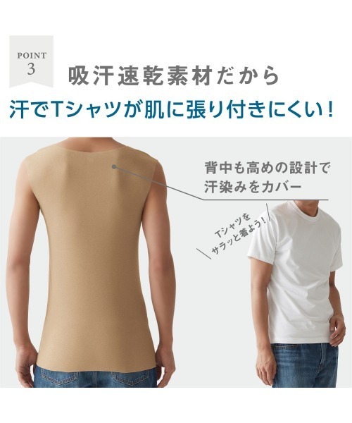 in.T（インティー）の「これ一枚でTシャツスタイルのお悩みを解決！『in.T』スリーブレス（インナーウェア/肌着・メンズ・ホワイト/ライトベージュ/ブラック/オレンジ/ピンク/オリーブ・LARGE/MEDIUM/X-LARGE/SMALL）」の16枚目の写真