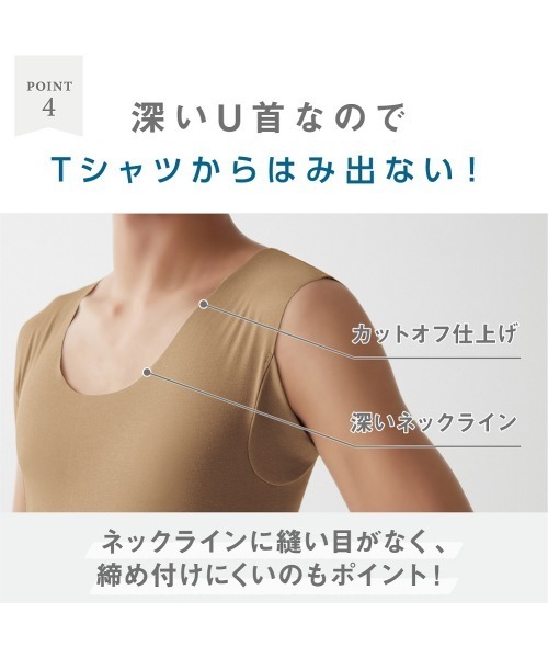 in.T（インティー）の「これ一枚でTシャツスタイルのお悩みを解決！『in.T』スリーブレス（インナーウェア/肌着・メンズ・ホワイト/ライトベージュ/ブラック/オレンジ/ピンク/オリーブ・LARGE/MEDIUM/X-LARGE/SMALL）」の17枚目の写真