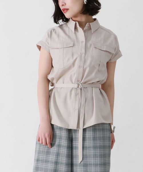 &g'aime（アンジェム）の「【&g'aime】サファリチュニックシャツ（シャツ/ブラウス・レディース・ベージュ/カーキ/オレンジ・FREE）」の5枚目の写真